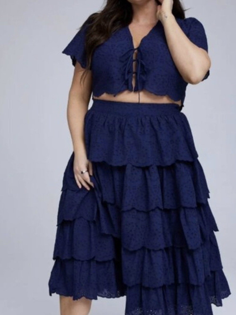 torrid Navy Tiered Eyelet Skirt Set